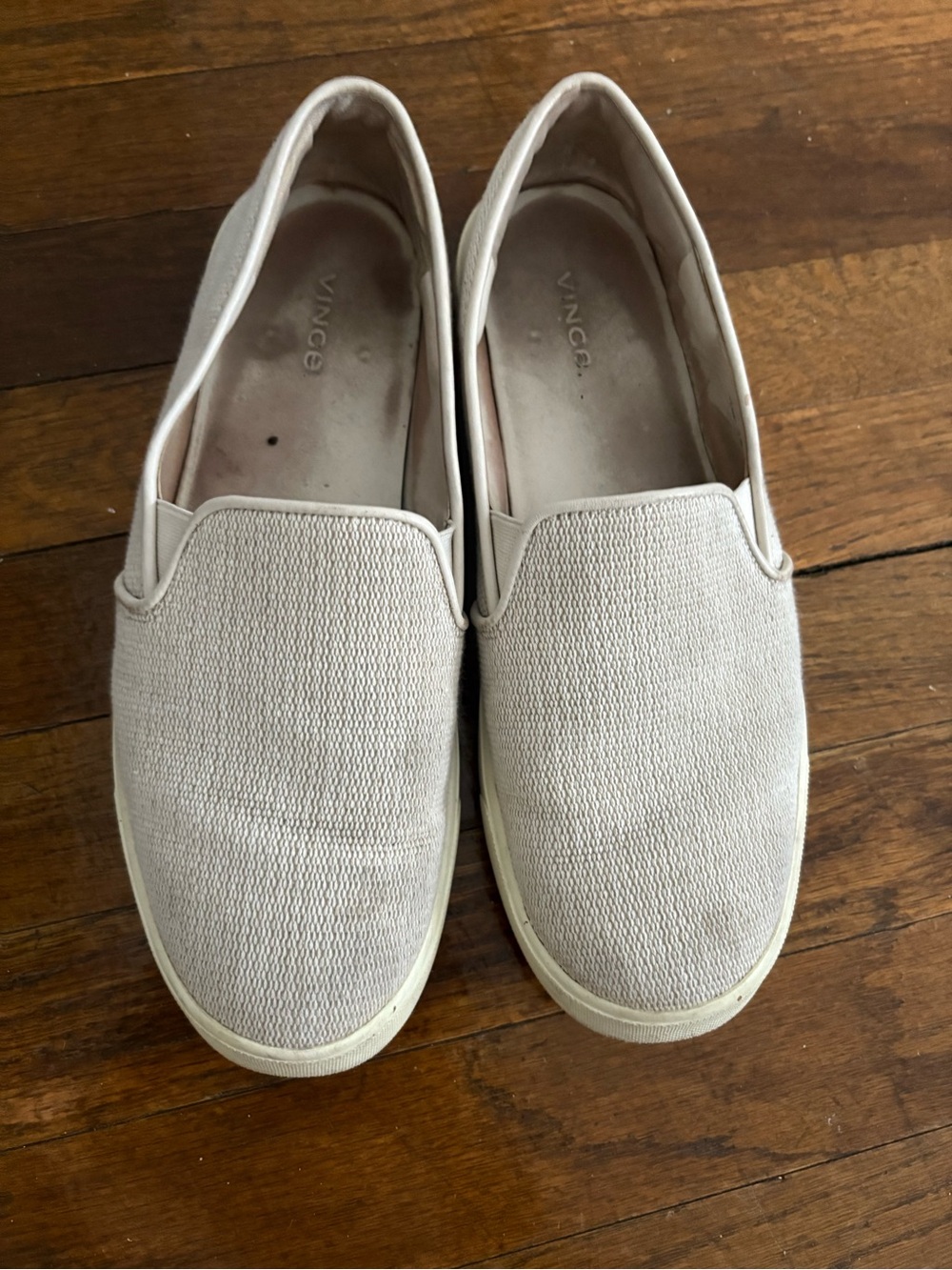 Vince Light Beige Canvas Slip-On Sneakers